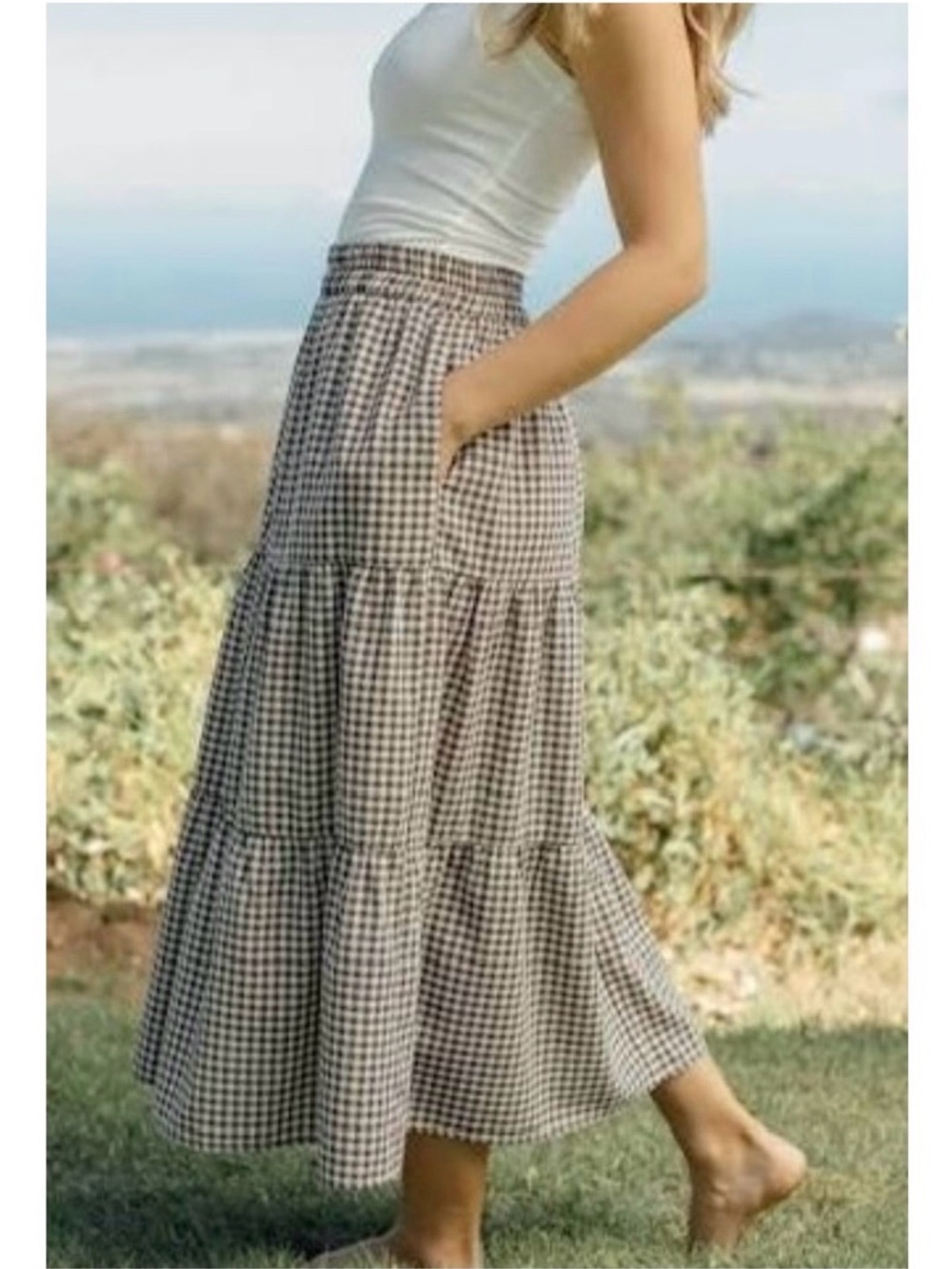 ISO neuflora olinda gingham brown skirt